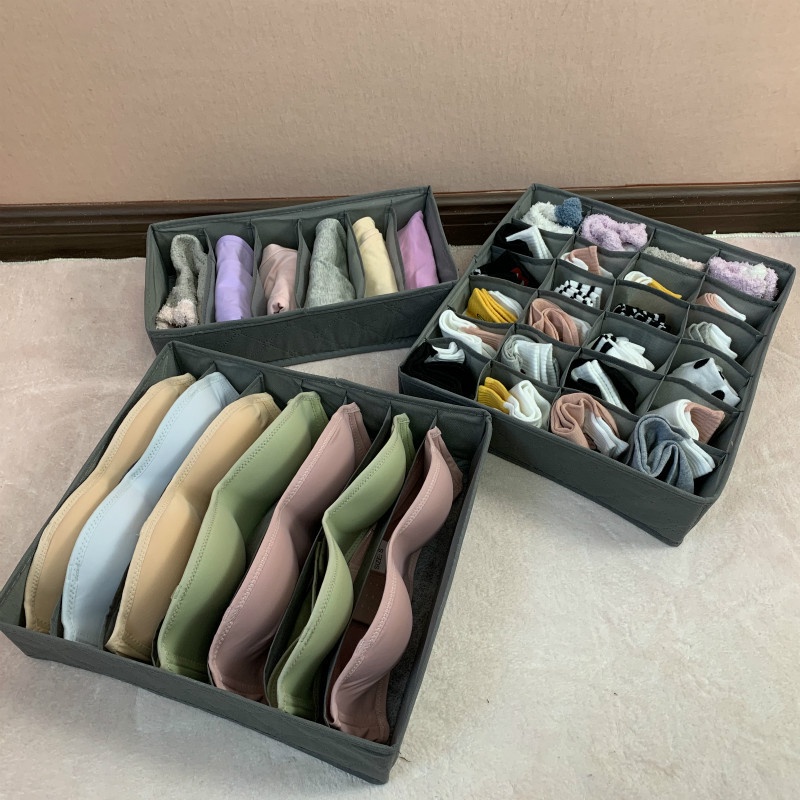 𝐂𝐨𝐦𝐛𝐨 𝟑 Hộp đựng đồ lót tất vớ chất liệu vải chia ngăn gọn gàng