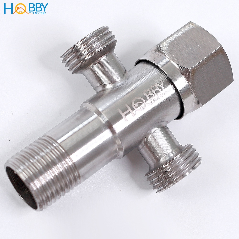 Van giảm áp chữ T chia 2 dòng nước Inox 304 Hobby Home Decor DNT1 không rỉ sét - ren nối 21mm