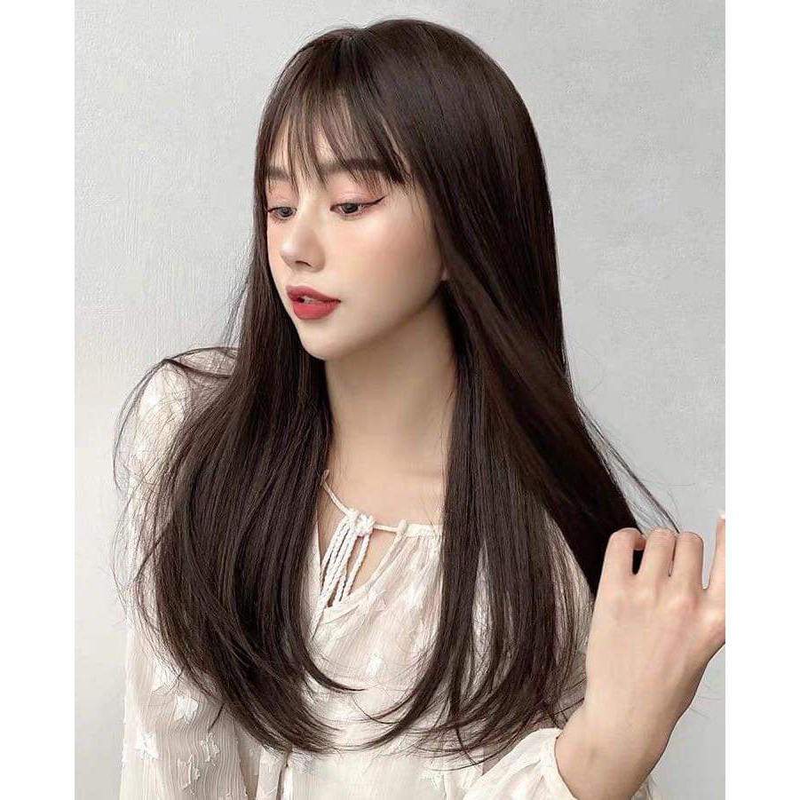 [ MUA 1 TẶNG 2 ] Tóc giả nữ nguyên đầu có rãnh da cup lửng Hàn Quốc, tóc bộ thẳng dài ( 7006 )