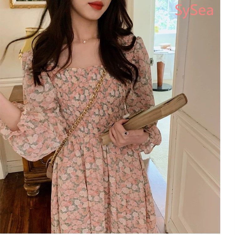Đầm Tay Dài Chất Chiffon Hoạ Tiết Hoa Thiết Kế Thanh Lịch | BigBuy360 - bigbuy360.vn