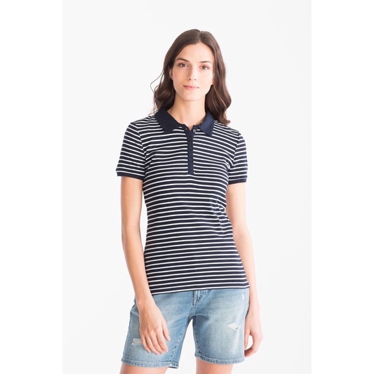 Áo Thun Nữ Kẻ Ngang Cổ Polo Tay Ngắn ABERCROMBIE Hàng Xuất Dư Xịn Cao Cấp Chuẩn Hãng