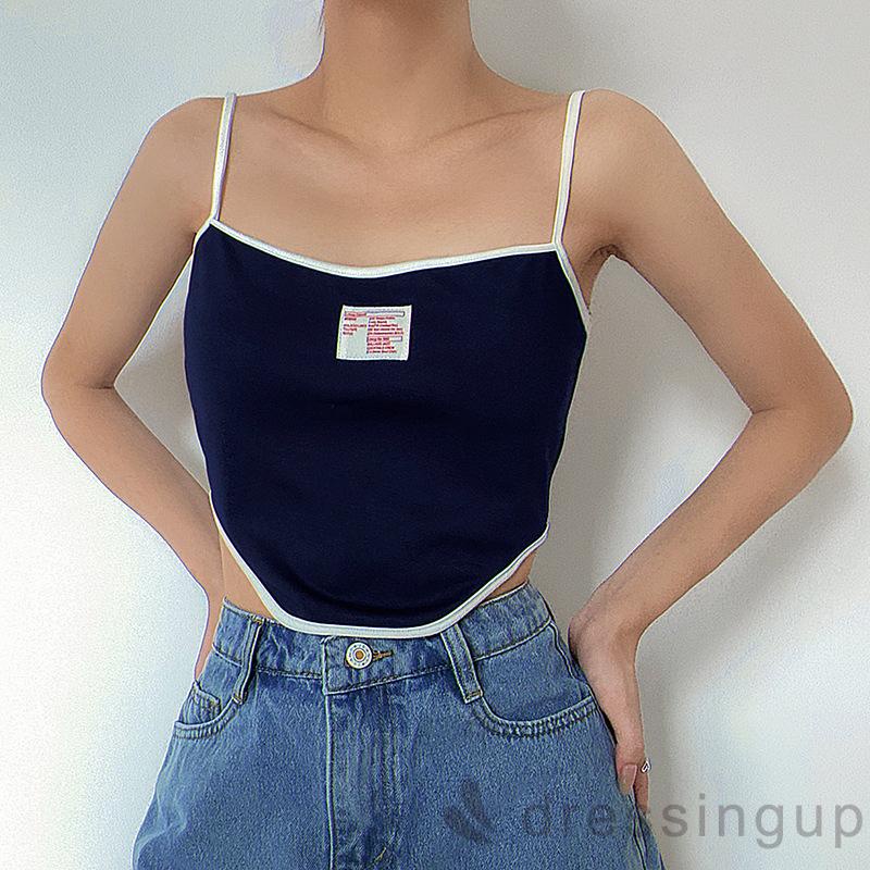 Áo Lửng Hai Dây Hở Lưng In Chữ Thời Trang Cho Nữ