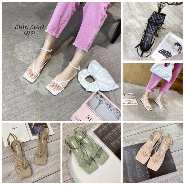 SANDAL CHIN CHIN XỎ NGÓN BỆT MẶT CHẦN CHỈ