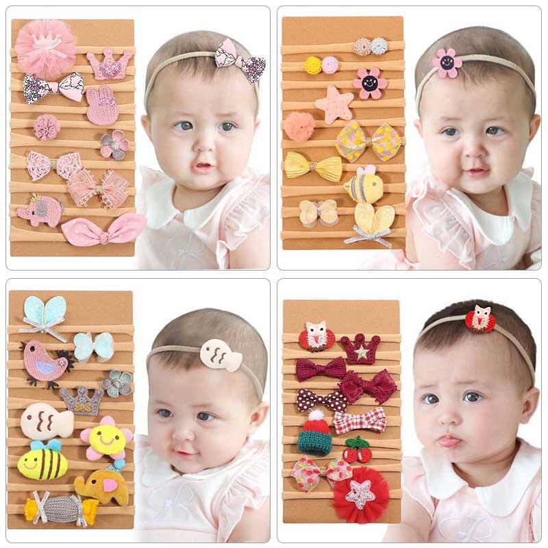 Bộ 10 cái băng đô đeo đầu co giãn cho bé gái