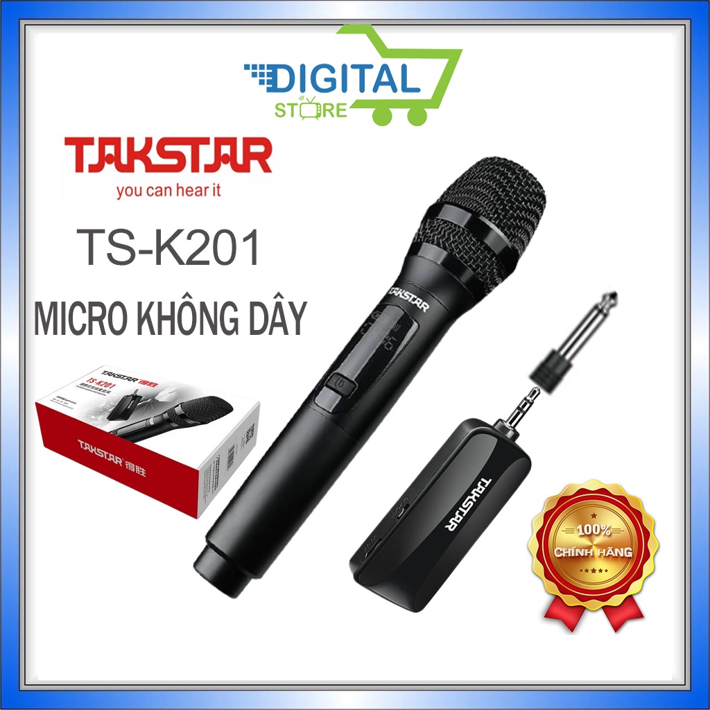 Micro Takstar TS-K201, mic không dây karaoke đa năng cho các loại loa và dàn âm thanh [ Hàng chính hãng ]