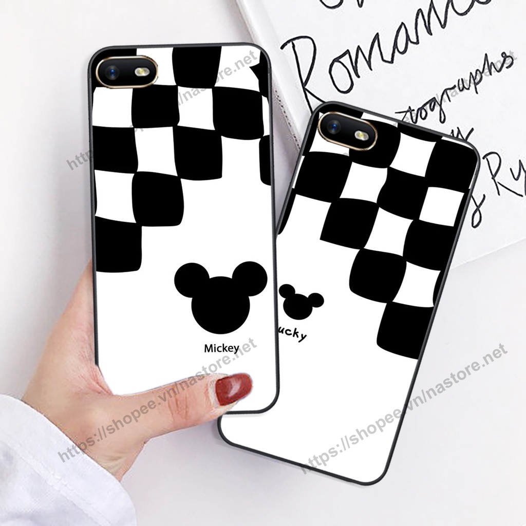 Ốp lưng Oppo A3s / A1k / Realme C1 / Realme C2 trái tim họa tiết caro, mikey họa tiết beabrick kaws cute
