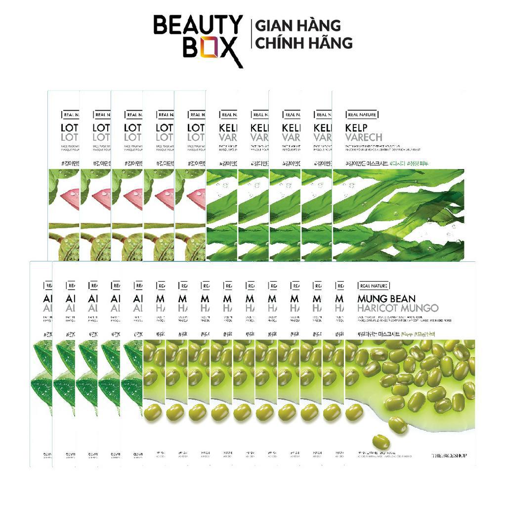 Combo 25 Mặt Nạ Sáng Da THE FACE SHOP Real Nature (đậu,hoa sen,rong biển,nha đam) 20g