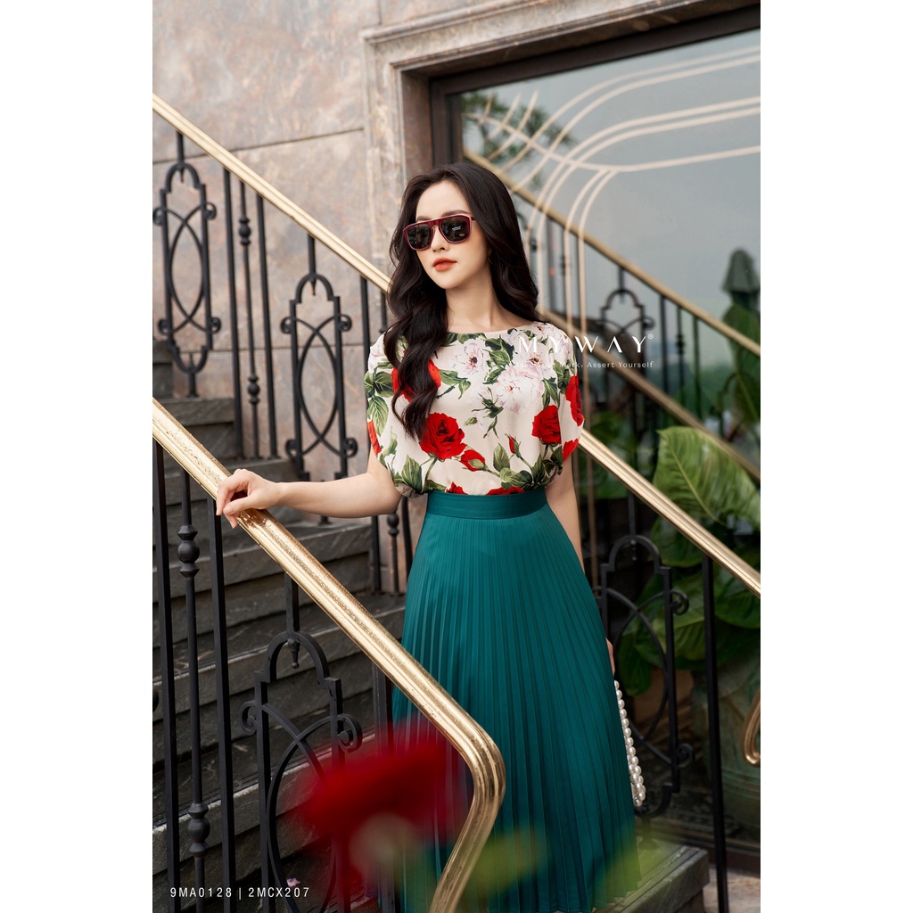 Áo Sơ Mi Lụa Nữ MY WAY Ngắn Tay In Họa Tiết Cao Cấp 9MA0128