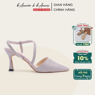 Giày cao gót nữ 7p mũi nhọn gót nhọn dáng sandal slingback bít mũi thời trang công sở đẹp bAimée & bAmor - M thumbnail