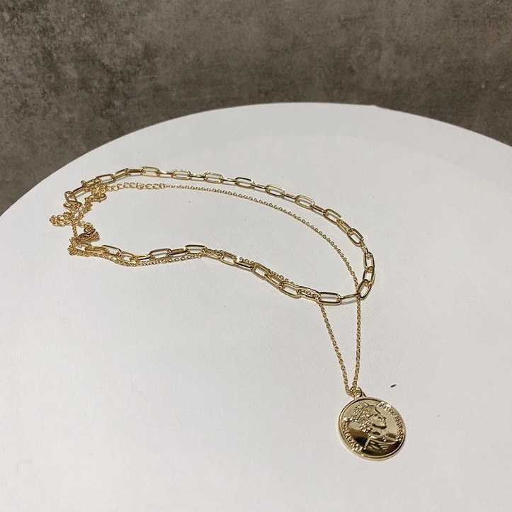 Dây Chuyền Nhiều Lớp Đính Đồng Xu Vàng Thời Trang 22444Chic