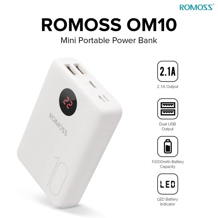 [Mã SKAMSALE03 giảm 10% đơn 200k] PIN DỰ PHÒNG MINI ROMOSS MO10 10.000 MAH