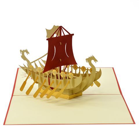 Thiệp 3D Thuyền Rồng, Mô hình thuyền nhiều mẫu độc đáo, thiệp handmade popupcard, thiệp nổi HMG