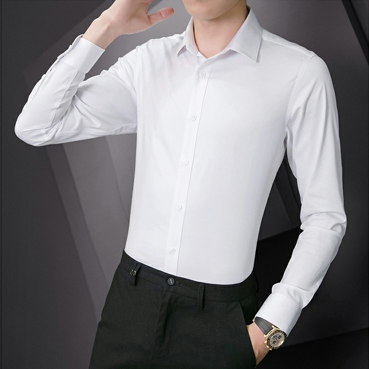 Sơ Mi Dài Tay Nam Không Nhăn Xù Dáng Slimfit trẻ trung vải cotton hơi co dãn