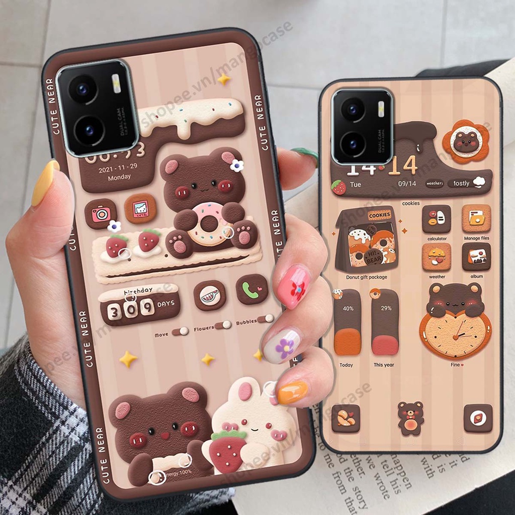 Ốp lưng Vivo Y15s hình gấu, thỏ, đồng hồ cute dễ thương