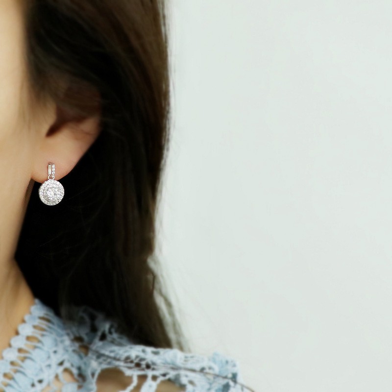 Hoa tai đính đá Zircon lấp lánh sang trọng dành cho nữ