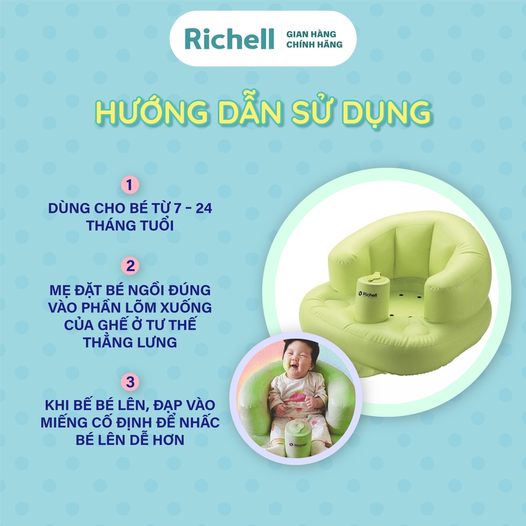 Ghế hơi tập ngồi Richell Nhật Bản không cần dụng cụ bơm | Baby