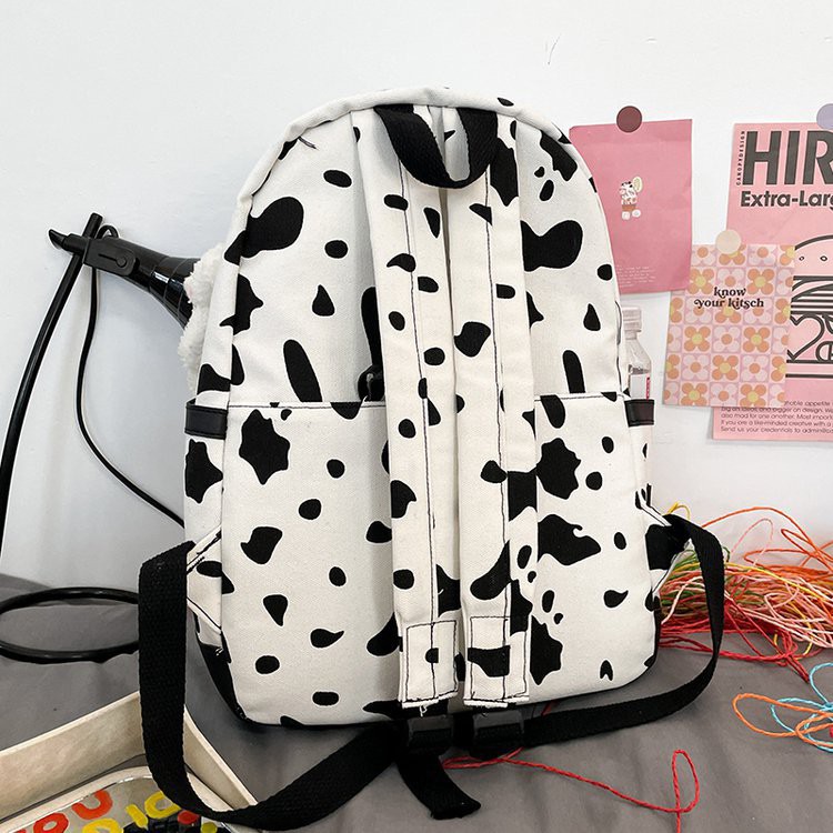 Hàng Quảng Châu Balo bò sữa trend vải canvas kèm con bò balô đi học bag phụ kiện học sinh ulzzang giá rẻ