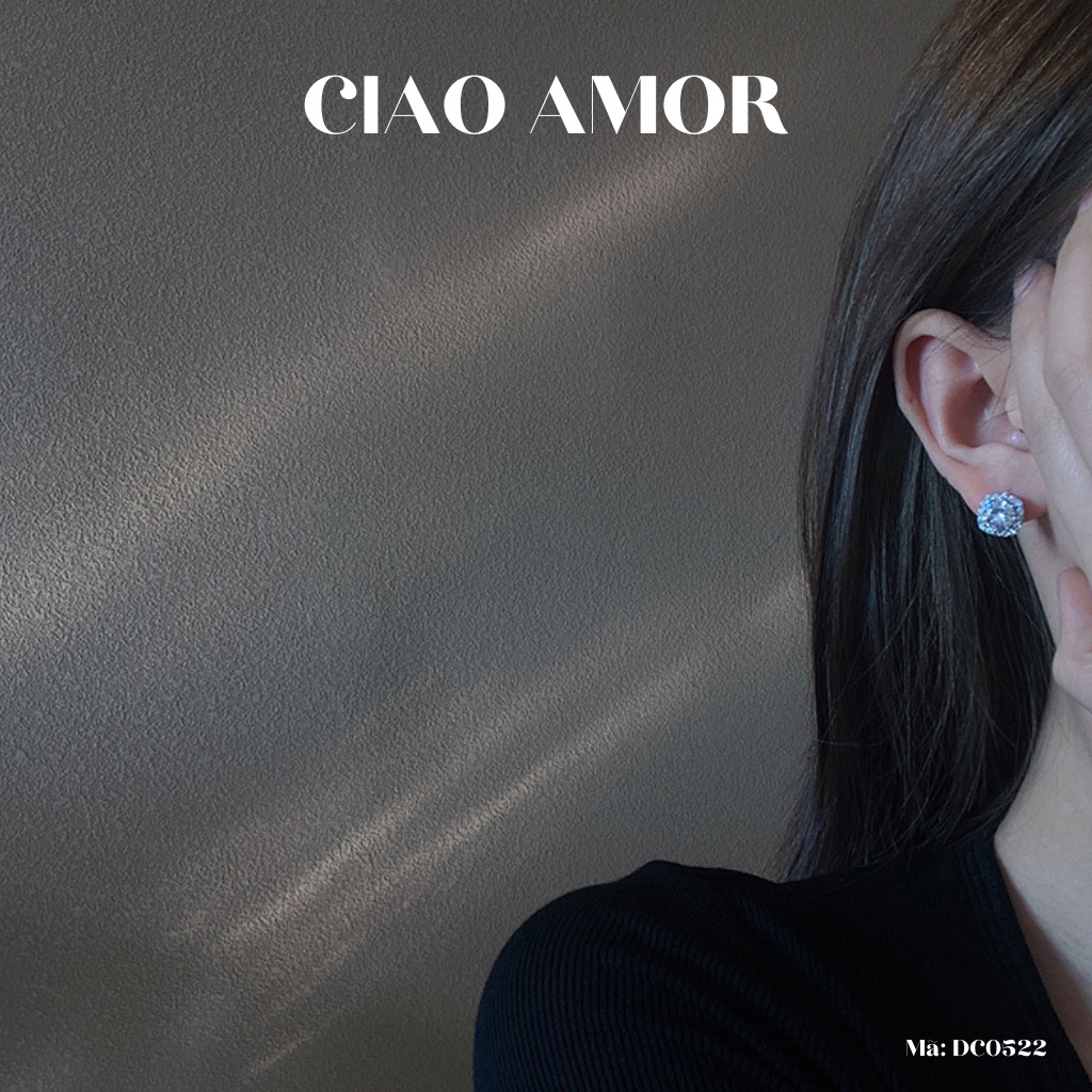 KT0538-Khuyên tai nữ, Bông tai nụ đá vuông basic thanh lịch Trang sức Ciao Amor