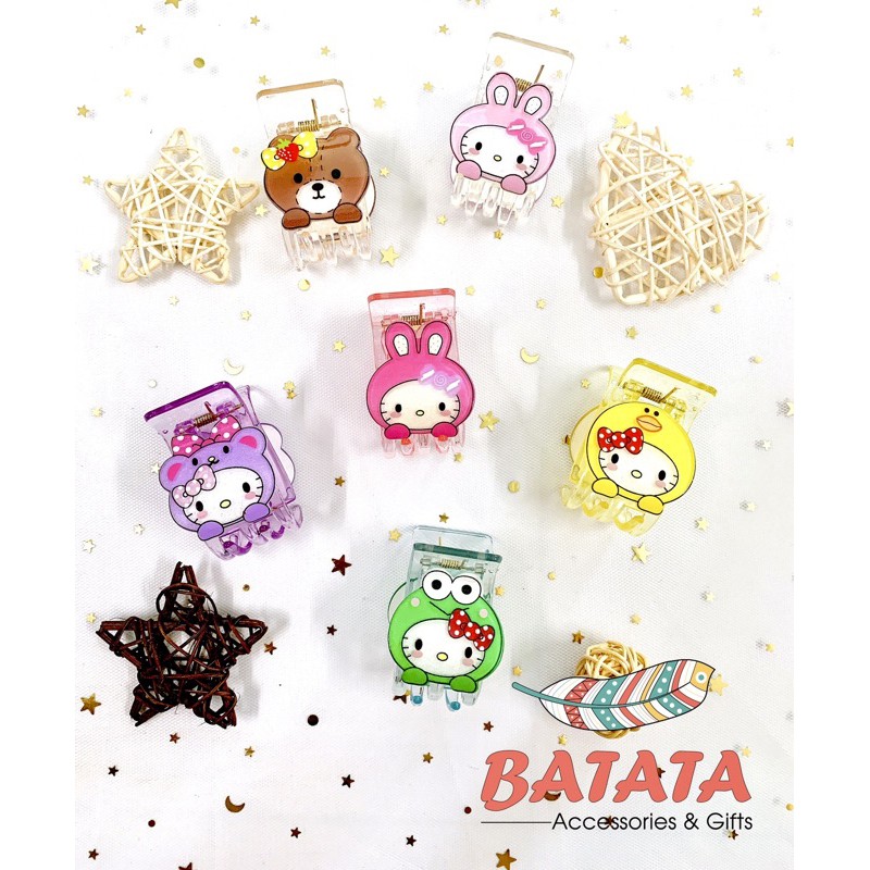 Kẹp Càng Cua Trong Suốt Mèo Hello Kitty Hình Thú Siêu Dễ Thương, Cute, Nhiều Màu Sắc