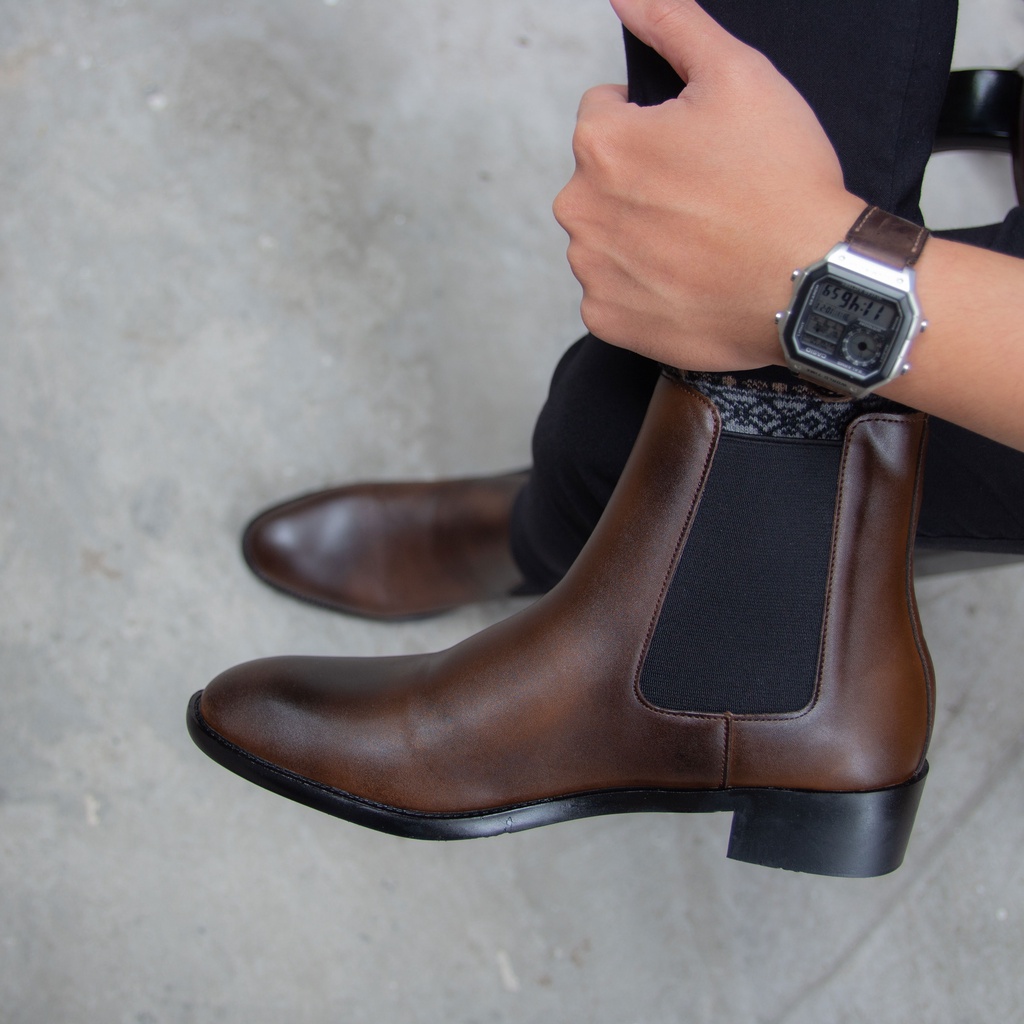 [TẶNG TẤT CAO CẤP] Giày Chelsea Boots Nam Đen, Giày Bốt Cao Cổ Tôn dáng Classic, Đế tăng chiều cao 5cm, 2 màu đen và nâu | BigBuy360 - bigbuy360.vn