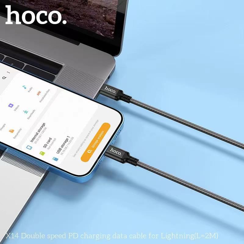 Cáp Sạc Nhanh IpHoco X14 PD 20W Type-C to-Dây Sạc IPQuick Charger 3.0 Dây Dù Chống Đứt,Gãy Dài 1M/2M