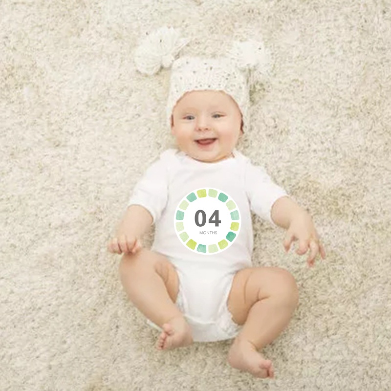 Bộ 12 Sticker Đánh Dấu Cột Mốc Phát Triển Theo Tháng Làm Phụ Kiện Chụp Ảnh Cho Bé