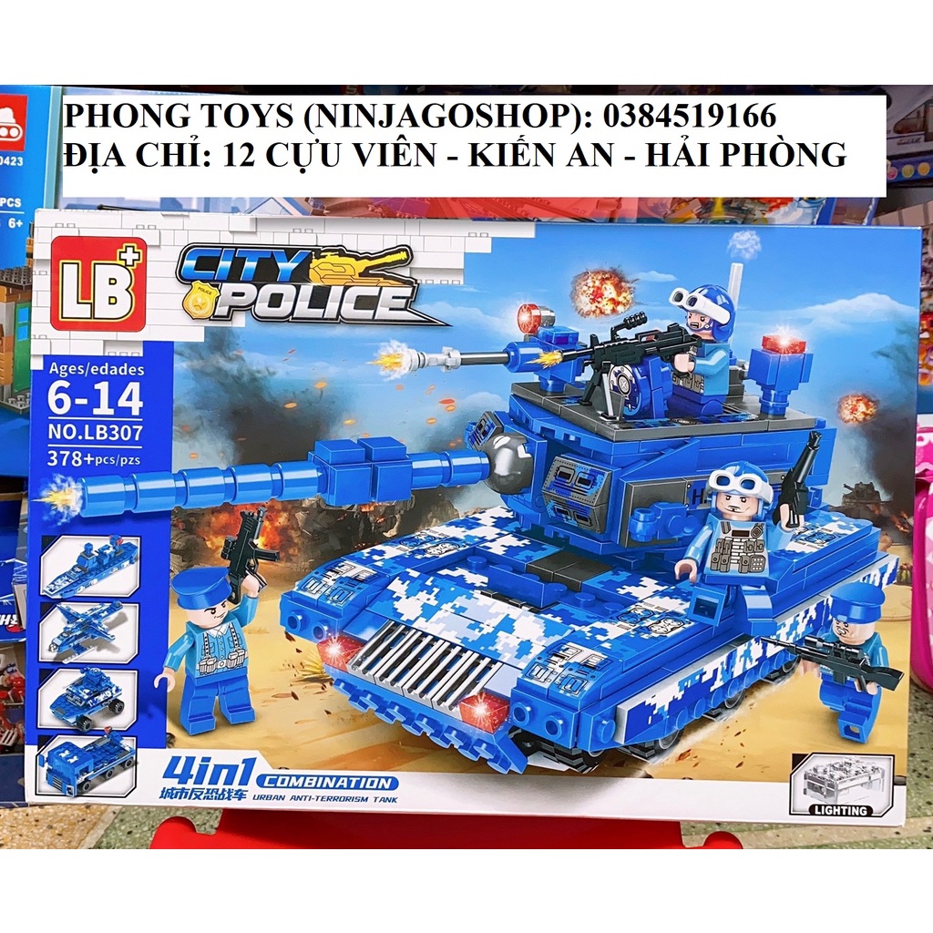 [Có sẵn] Lắp ráp xếp hình Quân đội ARMY City 307 : Xe tăng bọc thép biến hình xe quân sự 4 in 1