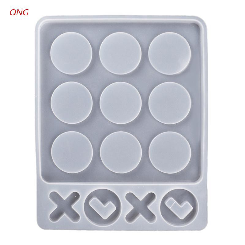 ONG Tic Tac Toe Game Resin Molds, Silicone XO Chess Board Epoxy Resin Mold DIY Craft for Kids and Adults