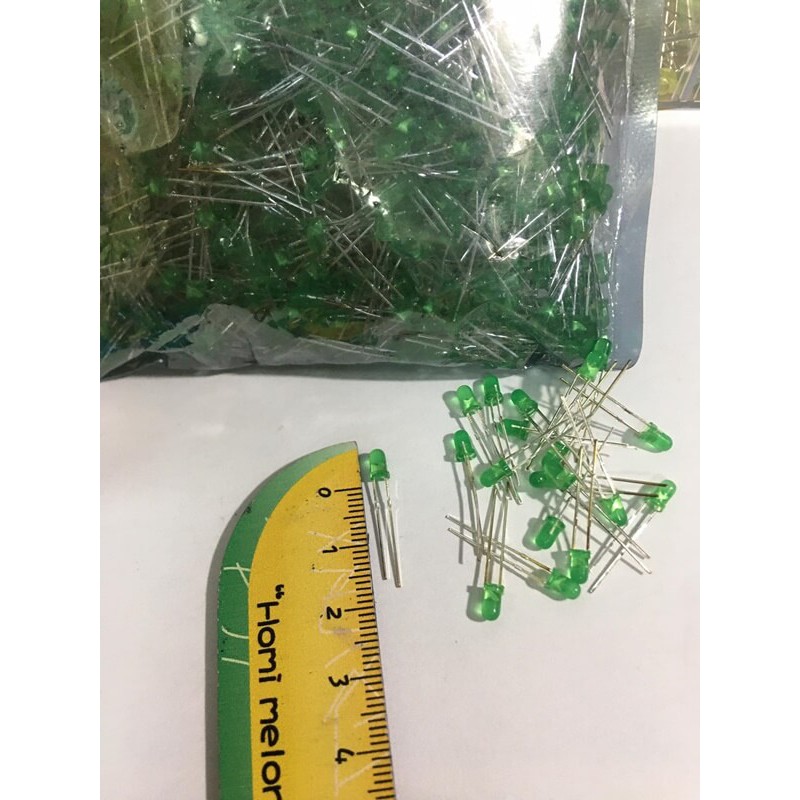 (100 cái) LED xanh 3mm siêu sáng, chân ngắn Mới !
