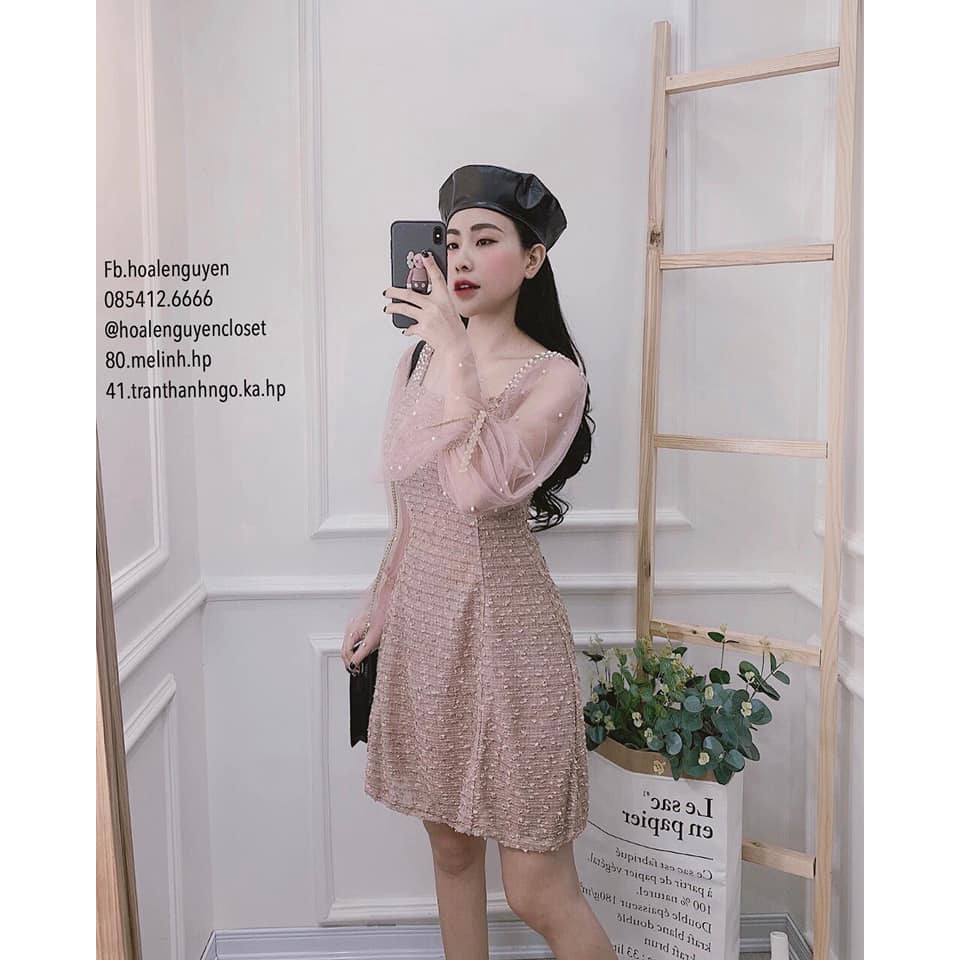 Váy xuông cổ vuông đính ngọc nhân tạo ( đẹp như ngọc trinh ) | BigBuy360 - bigbuy360.vn