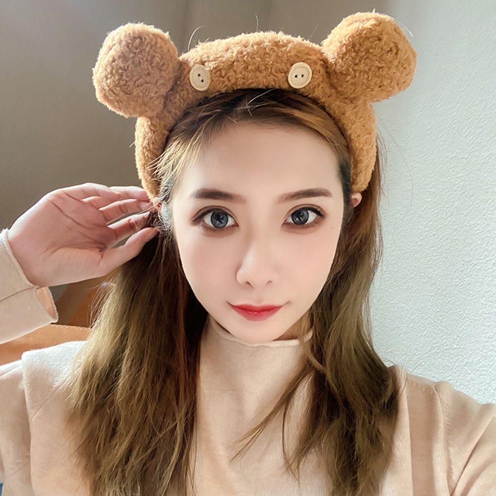 ANEMONE Băng Đô Nhung Lông Thời Trang Ngọt Ngào Kèm Nút Cài Dành Cho Nữ Rửa Mặt Trang