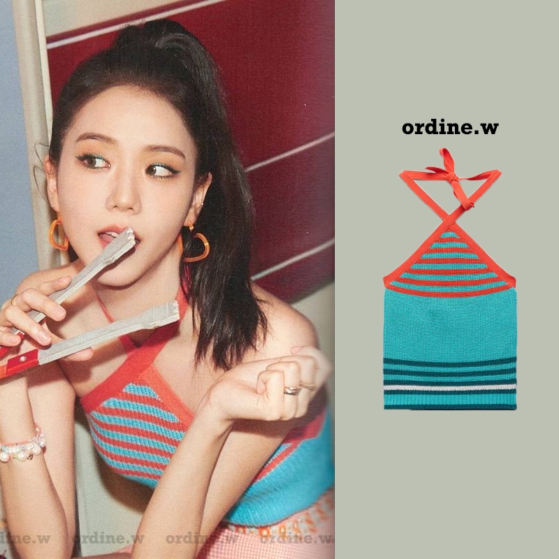 ORDER_Áo yếm len kẻ BLACKPINK Jisoo