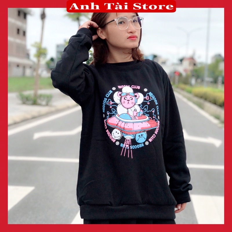 Áo Sweater nam nữ fom rộng unisex chất nỉ bông in hình đĩa bay oversize đến 68kg mặc vừa phong cách Hàn Quốc AT 1122 | BigBuy360 - bigbuy360.vn