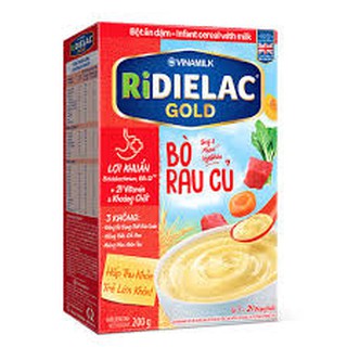 BỘT ĂN DẶM RIDIELAC GOLD GÀ,BÒ RAU CỦ, HEO BÓ XÔI, LƯƠN  - HỘP GIẤY 200G
