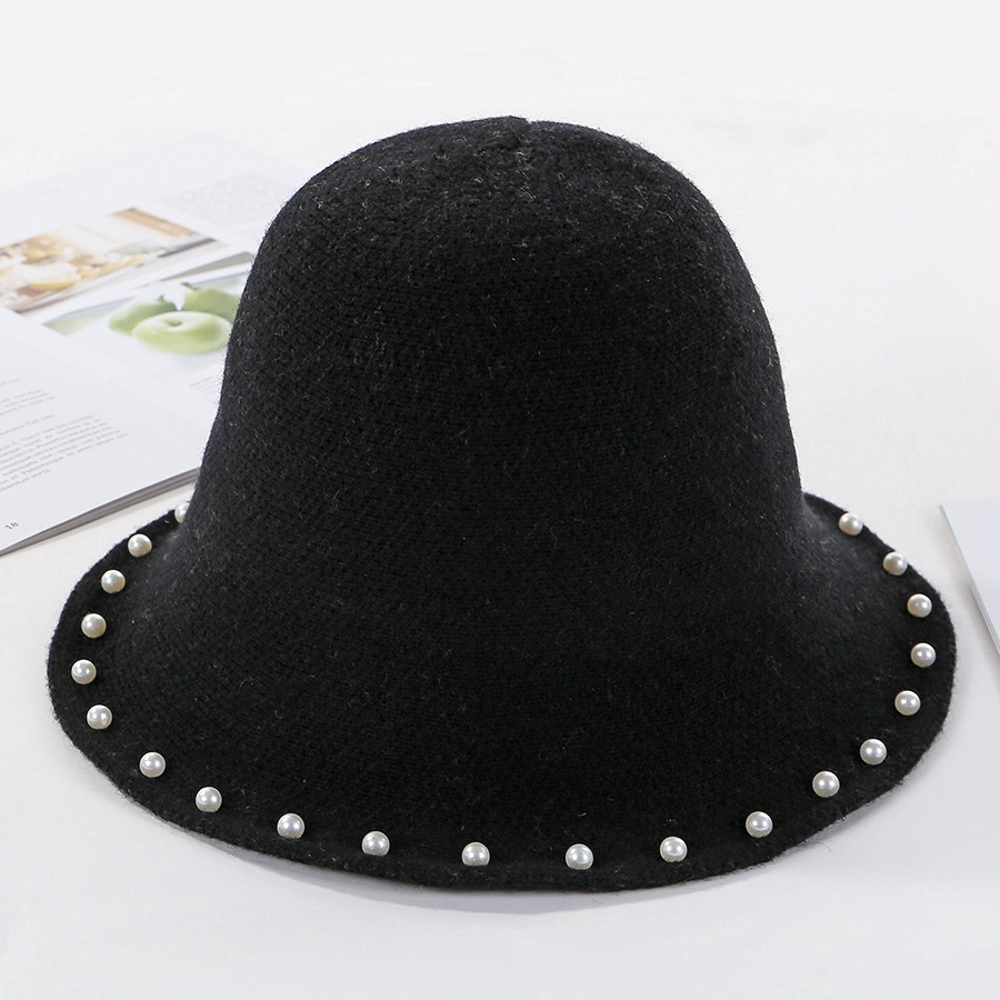 Korean style pearl wide-brimmed hat for women