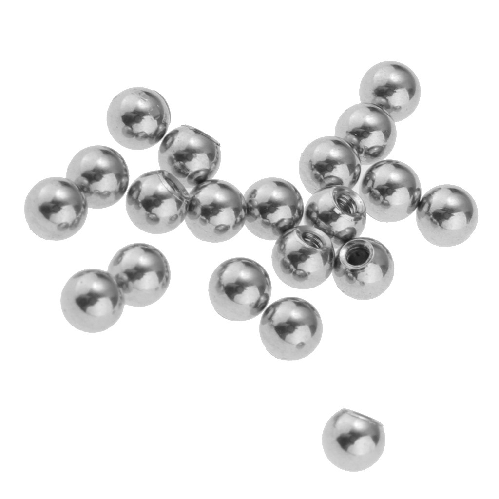 Set 20 viên bi xỏ khuyên bằng thép không gỉ 1.2x3mm