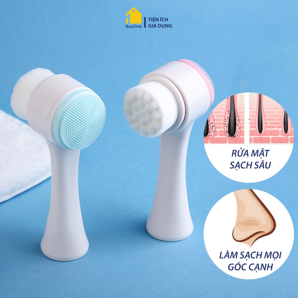 Cọ rửa mặt massage hai đầu làm sạch sâu da mặt hàng ngày, cầm tay nhỏ gọn_BuyOne_BOPK191
