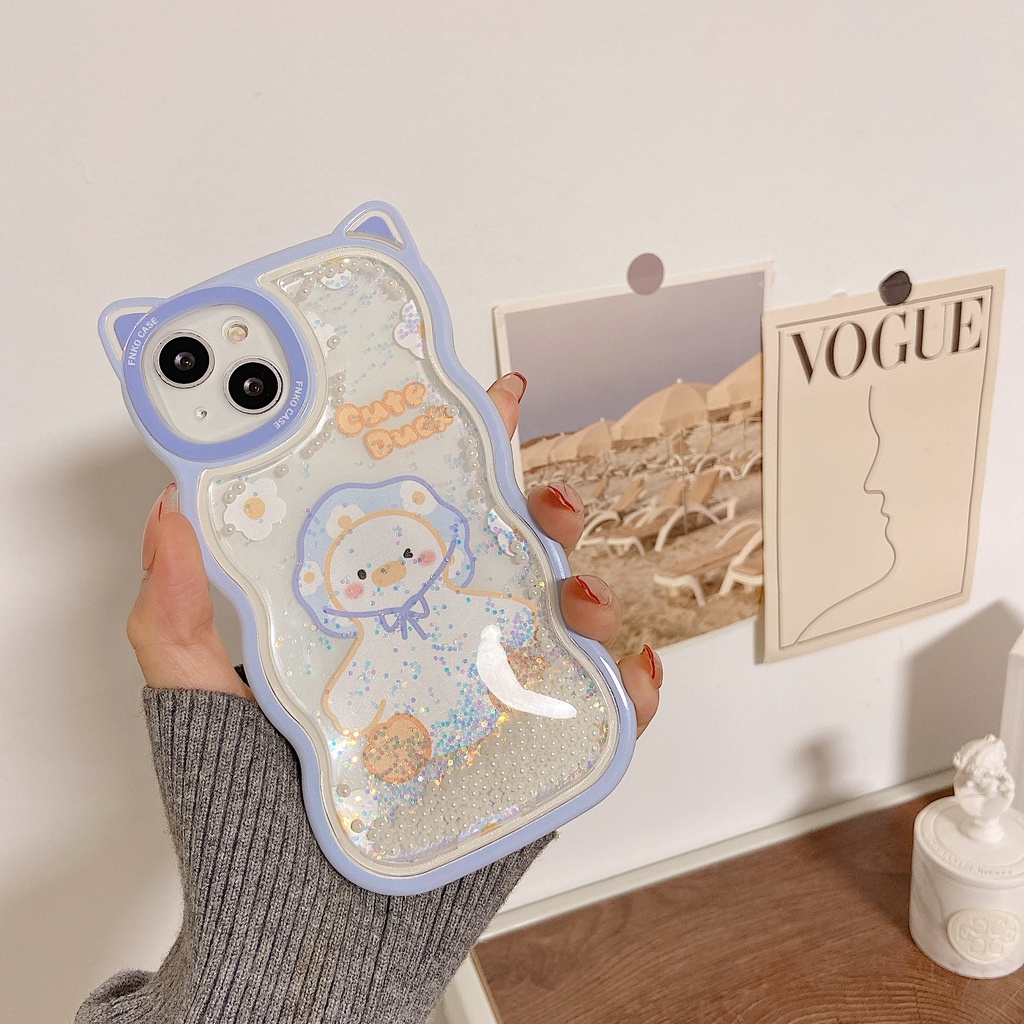 Ốp Điện Thoại Kim Tuyến Nước Chống Sốc Hình Tai Mèo Dễ Thương Cho IPhone 7 8 Plus X XR XS Max 11 12 13 Pro Max