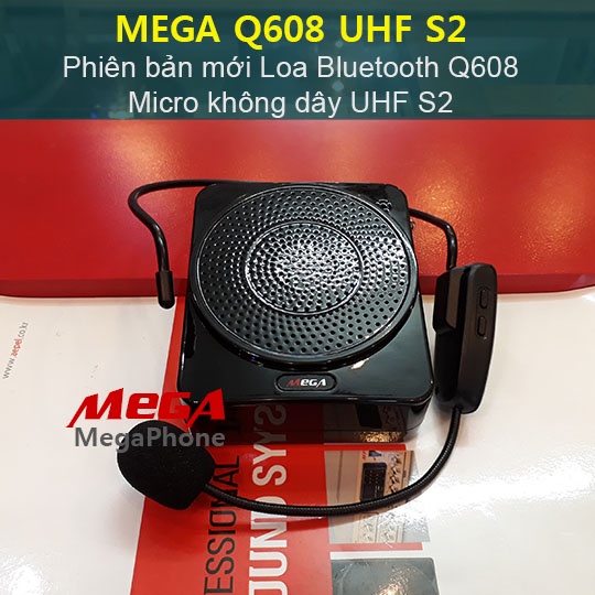 Máy trợ giảng MeGa S2 UHF, micro không dây, phiên bản mới: Loa Bluetooth 5.0 Q608, Q609