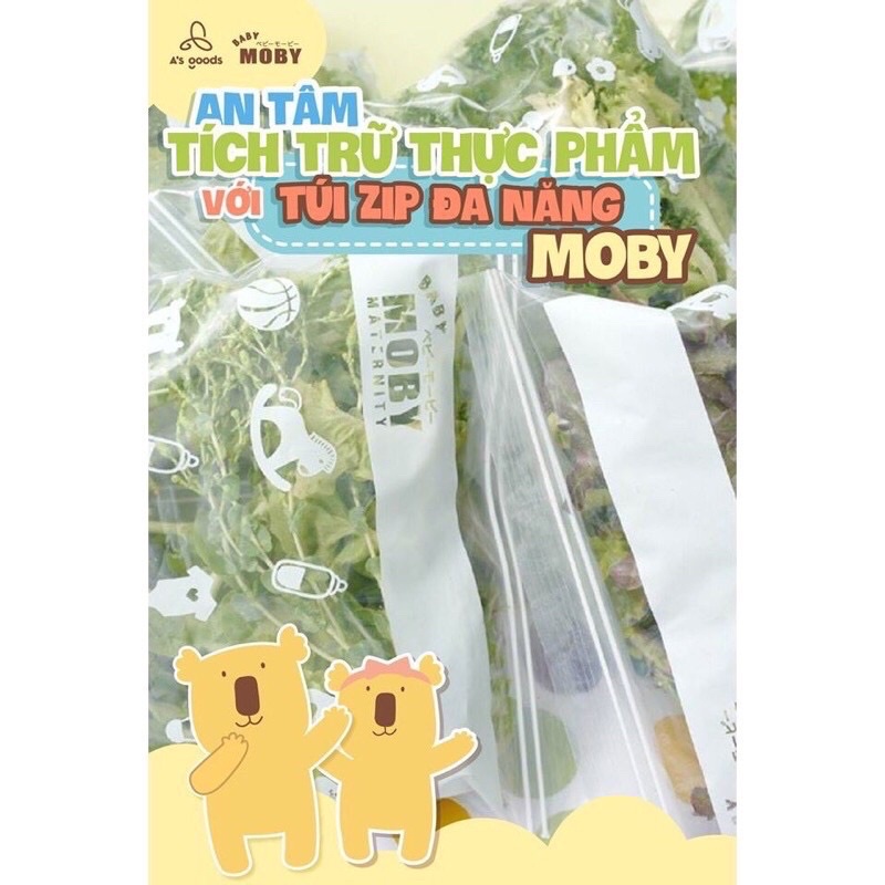 Túi zip moby đa năng hộp 24 cái-2 lớp dây kéo có thể mở rộng đáy