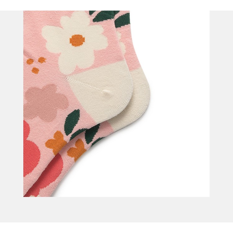 Tất cổ cao nữ Họa tiết hoa Ngọt ngào Dễ thương Cao cấp Hàn Quốc Vớ Cao cổ nữ Cute Cotton Thời trang