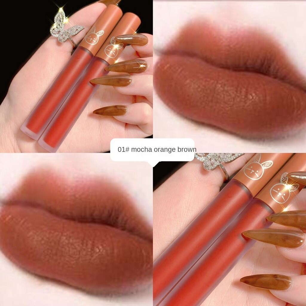 Son Kem Lì LEADUU Thỏ Chính Hãng lâu trôi lên màu đẹp, Set 5 Cây Son Nhung Kem lì Nội địa Trung- Sarah Beaut