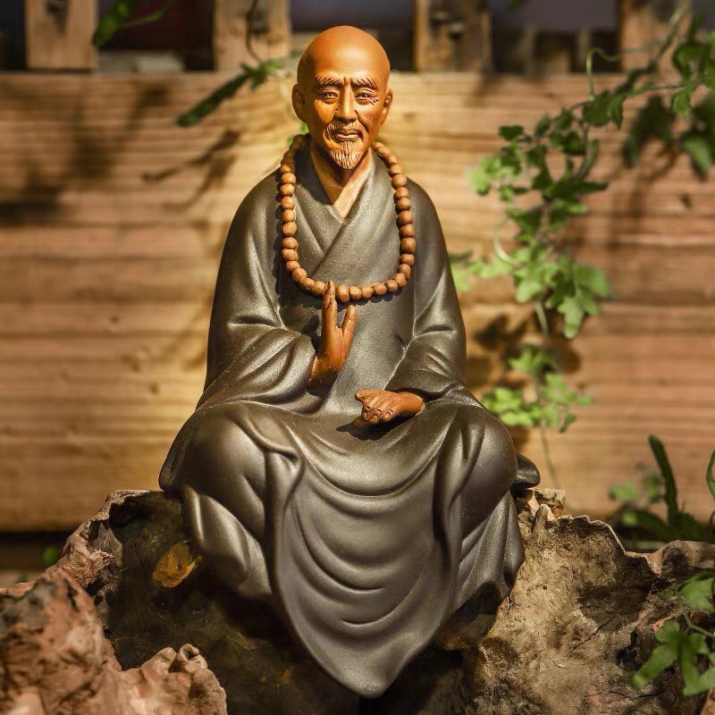 Tượng gốm nhà sư ngồi thiền- Tượng phật thiền sư gốm tử sa