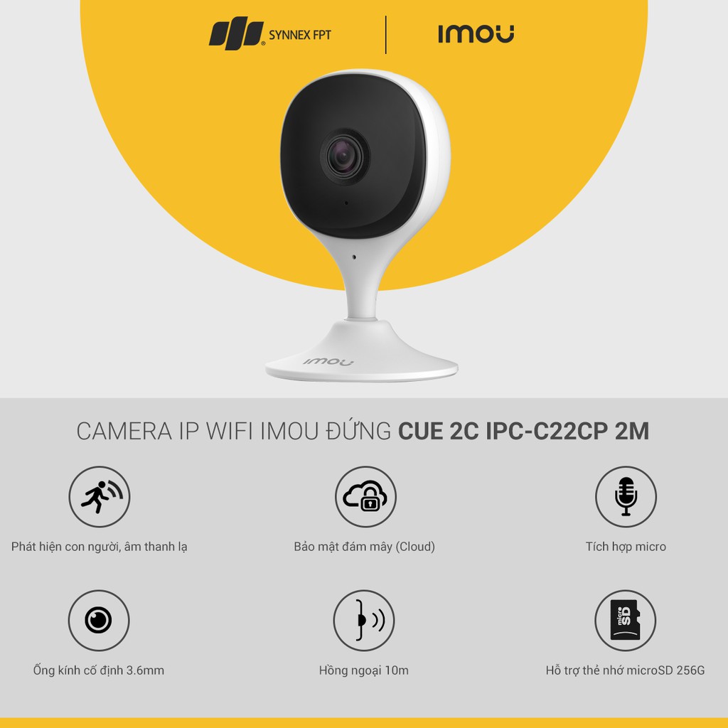 Camera giám sát  Imou IP WIFI đứng Cue 2C IPC-C22CP 2M, 2Y WTY_IPC-C22CP - Hàng Chính Hãng