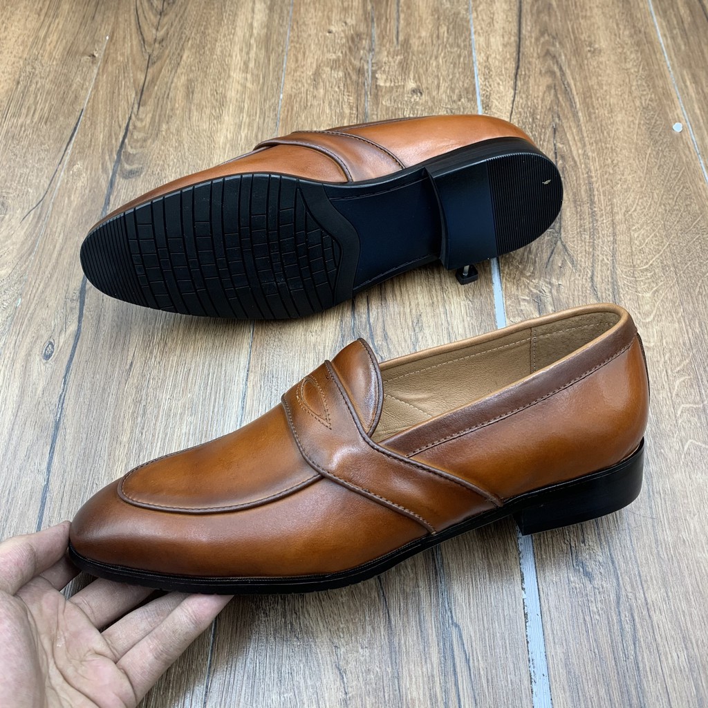 Giầy lười da bò nam phong cách lịch lãm 2021  + Tặng đón gót sừng cao cấp