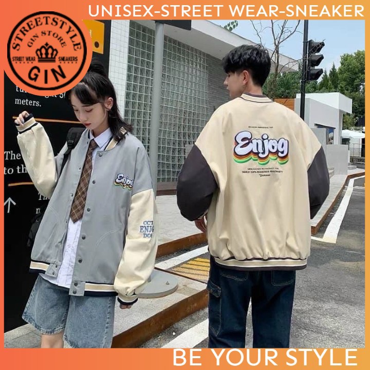 [Mã 33FASHIONSALE giảm 12% đơn 99K] Áo Khoác Bomber ENJOG Chất Kaki 2 Lớp Dày Dặn Form Rộng Unisex - GIN STORE