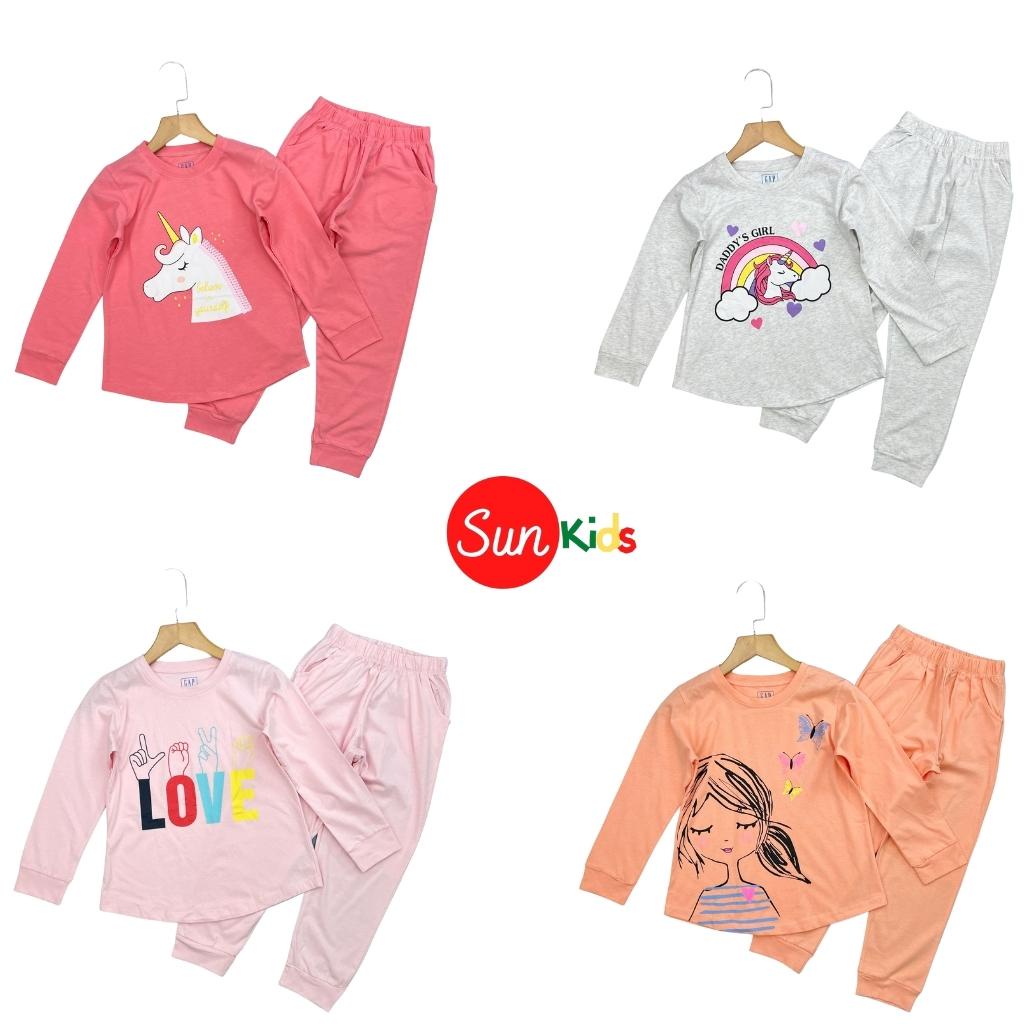 Bộ thu đông cho bé gái, đồ bộ thun bé gái chất cotton, size 4-14 tuổi - SUNKIDS