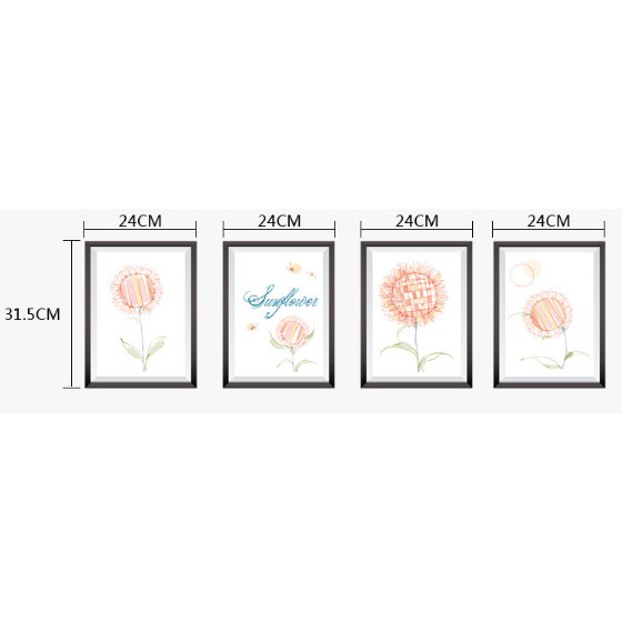Decal trang trí tường4 khung Hoa sang trọng