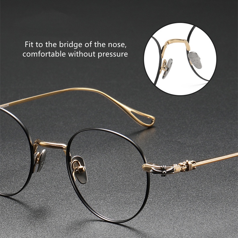 Chrome * Mắt Kính Hình Oval Boston Bằng Titan Nguyên Chất Siêu Nhẹ Thoải Mái Phong Cách Hoài Niệm +