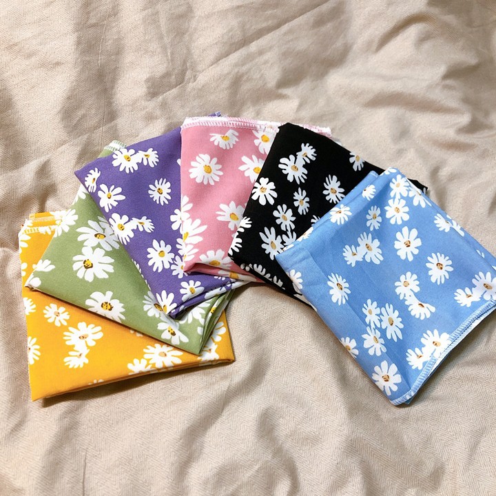 Lẻ/Set Khăn Turban Bandana + Cột Tóc Scrunchies Lụa Hoa Cúc Siêu Xinh - Vani Store